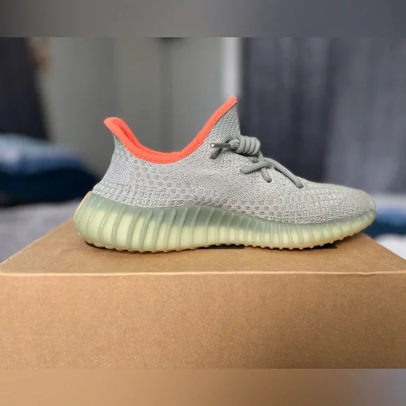 Adidas Yeezy Boost 350 V2 Desert Sage shoes.